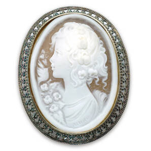 ▲天然シェルカメオ 最高級 SV 925 12g ブローチ 宝石 ジュエリー jewelryの画像1
