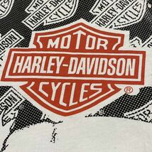 90's HARLEY DAVIDSON 総柄 白頭鷲 プリントTシャツ Lサイズ ビンテージ古着 vintage 90年代 80's ハーレー モーターサイクル バイク_画像5