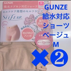 GUNZE【給水対応ショーツ】定価1540円×2枚SET【ベージュ M」 お得　残りわずか！