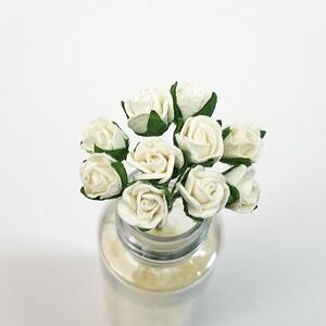 造花[ミニ・ペーパーフラワー バラ（白 #152） 直径約5-8mm 10本] 手作り雑貨 ハンドメイド素材 アートフラワー ミニ造花