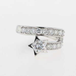 Star Motif Design Ring Ring Ring Ring Diamond Mere Diamond Star Ring 18,5 Pt900 Diamond Men [Используется]