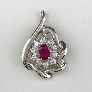 Ruby Design Top Top Platinum Mere Diamond Top Top Pt900 Ruby Diamond Ladies [Используется]