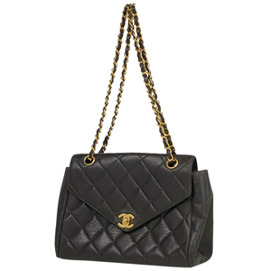 シャネル CHANEL ココマーク チェーン ショルダーバッグ マトラッセ Wチェーン レザー ブラック レディース 【中古】