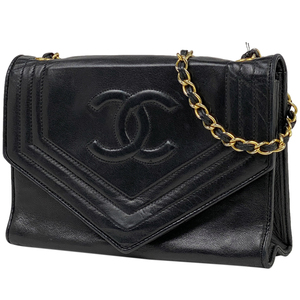 シャネル CHANEL ココマーク チェーン ショルダーバッグ マドモアゼル ショルダーバッグ レザー ブラック レディース 【中古】