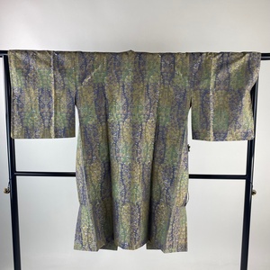  door garment length 105.5cm sleeve length 64.5cm Japanese clothes coat deer tree bokashi ash green silk beautiful name of product goods [ used ]