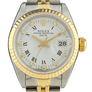 ロレックス ROLEX デイトジャスト ローマン 69173 腕時計 SS YG 自動巻き ホワイト レディース 【中古】