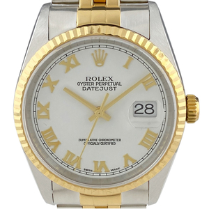 ロレックス ROLEX デイトジャスト 16233 腕時計 SS YG 自動巻き ホワイト メンズ 【中古】