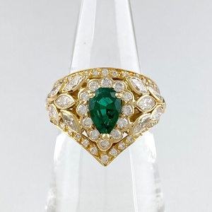  graph GRAFF emerald te The Yinling gK18 YG yellow gold ring mere diamond ring 10.5 number 750 diamond lady's [ used ]