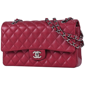 シャネル CHANEL マトラッセ Wフラップ チェーン ショルダーバッグ ココマーク キャビアスキン レッド A01112 レディース 【中古】