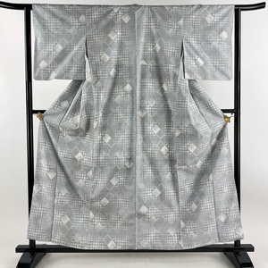  Ooshima эпонж длина 157.5cm длина рукава 62.5cm S. доказательство бумага геометрический рисунок серый натуральный шелк замечательная вещь [ б/у ]