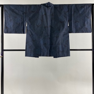  feather woven length 75cm sleeve length 64cm M dark blue silk super goods [ used ]