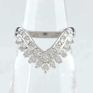メレダイヤ デザインリング プラチナ 指輪 リング 9.5号 Pt900 ダイヤモンド レディース 【中古】