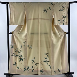 訪問着 身丈158cm 裄丈64cm M 袷 落款 枝花 ベージュ 正絹 美品 優品 【中古】