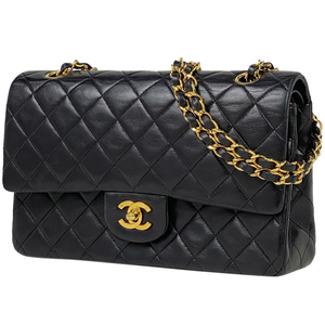 シャネル CHANEL マトラッセ Wフラップ チェーン ショルダーバッグ ココマーク ショルダーバッグ レザー ブラック A01112 レディース 中古