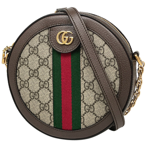 グッチ GUCCI オフィディア GG ショルダーバッグ ミニ ラウンド シェリーライン ベージュ ブラウン 550618 【中古】