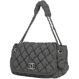 シャネル CHANEL ココマーク チェーン ショルダーバッグ バブルキルト ファブリック グレー ブラック A47963 レディース 【中古】