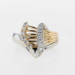 メレダイヤ デザインリング プラチナ 指輪 リング 14号 Pt900 K18 ダイヤモンド レディース 【中古】