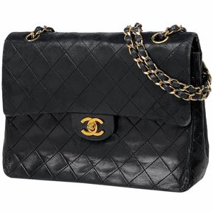 【ジャンク品】シャネル CHANEL マトラッセ Wフラップ チェーン ショルダーバッグ ココマーク レザー ブラック レディース 【中古】