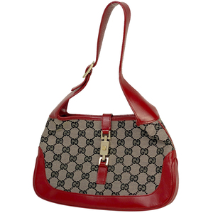  Gucci GUCCI Jackie line shoulder bag GG pattern shoulder bag GG canvas beige red 0013735 lady's [ used ]