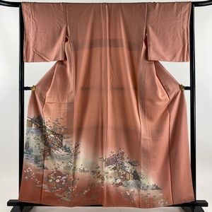  color tomesode length 159.5cm sleeve length 65cm M. pine bamboo plum . curtain gold silver . dyeing dividing pink silk preeminence goods one .[ used ]