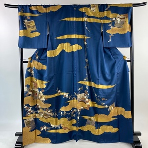  visit wear length 167cm sleeve length 69cm L. square fancy cardboard . writing gold paint navy blue color silk preeminence goods one .[ used ]