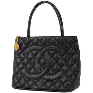 シャネル CHANEL 復刻トート ハンドバッグ ココマーク トートバッグ キャビアスキン ブラック A01804 レディース 【中古】