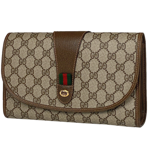 【ジャンク品】グッチ GUCCI GG柄 セカンドバッグ ウェブ オールド 15601030 コーティングキャンバス ブラウン レディース 【中古】