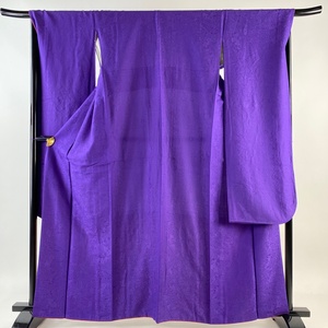  long-sleeved kimono length 161cm sleeve length 68cm L. ground . purple silk preeminence goods [ used ]