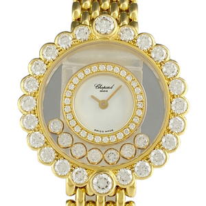  Chopard Chopard happy diamond 7P moving diamond 20/4180 wristwatch YG diamond quartz white lady's [ used ]