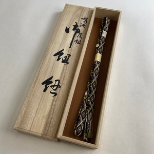 帯締め 美品 優品 斜め格子 金糸 紫 正絹 和装小物 【中古】