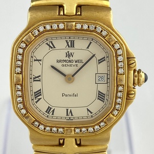 [ junk ]RAYMOND WEIL Pal sifaru diamond bezel 750 gross weight 87.4g wristwatch quartz [ used ]