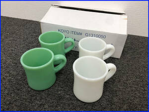 【未使用】光洋陶器【オールドダイナー】マグカップ ミルク(白)x2/ジェイド(緑)x2 4点セット