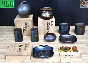 NY5-20【現状品】玉川堂まとめ　花瓶　建水　茶筒　菓子器　茶道具　茶器　煎茶道具　鎚起銅器　工芸品　総重量：約4.6㎏　中古品　保管品