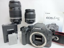 Canon キャノン EOS Kiss X3 EF-S 18-55mm 1:3.5-5.6 IS 55-250mm 1:4-5.6 IS デジタル一眼レフ カメラ ブラック 千５_画像1