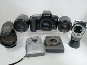 ジャンク Canon Minolta含む AFレンズ3本・Canon EOS/カセットレコーダー・プレイヤー 他　まとめて7台　動作未確認 同梱不可　千J31