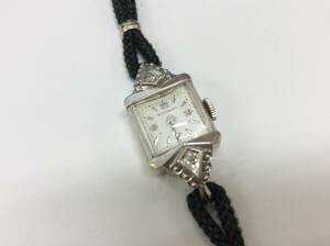 S1068 WITTNAUER hand winding white face top 14K lady's wristwatch wristwatch antique immovable long-term keeping goods 