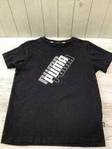 【送料無料】：PUMA　プーマ半袖Tシャツ　黒　ナナメロゴがおしゃれ　130cm_画像1