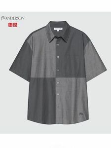 ユニクロ × JWA シャンブレーオーバーサイズシャツ（半袖）グレー(07) XL