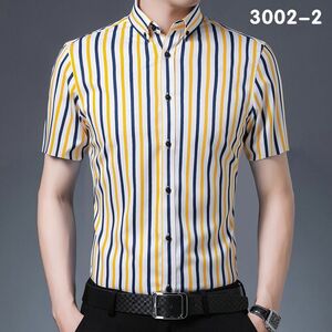 CS-半袖3002-2(実寸38 M度 )新品 春夏 完売■北欧 シャツ メンズ 形態安定 ノーアイロン カジュアル ビジネスシャツ シルクのような質感