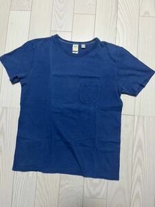 BARNSポケットTシャツ 藍染め ライトインディゴ M