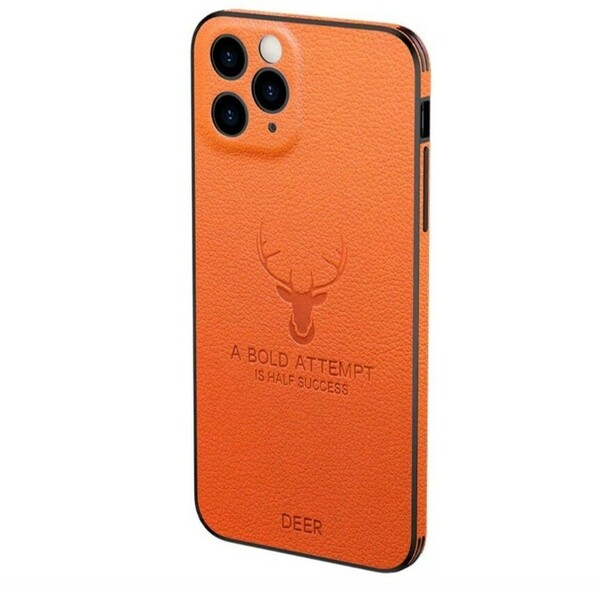 【送料無料】iPhone13PRO MAX iPhoneケース　鹿　オレンジ　レザー 耐衝撃 カバー スマホケース