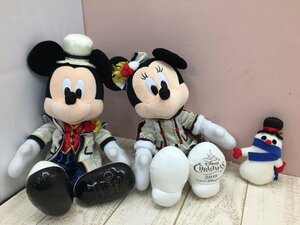 ◇ディズニー TDR ミッキー ミニー ぬいぐるみ クリスマス 雪だるま ぬいぐるみバッジ 3点 5X53 【80】