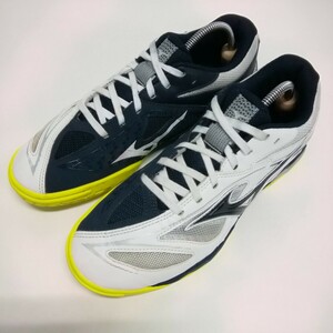 MIZUNO ミズノ スニーカー シューズ 靴 25.5cm 81GA191514 WAVE MEDAL 6 ウエーブメダル 卓球シューズ ホワイト×ネイビー