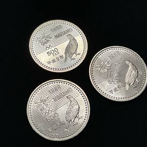 未使用 １９９８年 平成９年 長野オリンピック ５００円白銅貨 ３枚