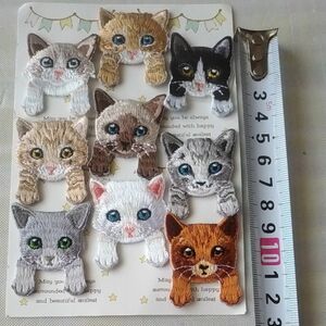 ワッペン 猫 ネコちゃん 刺繍アイロンアップリケ　セット