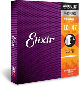 Elixir エリクサー アコースティックギター弦 NNOWEB 80/20ブロンズ Extra Light .010-.047 