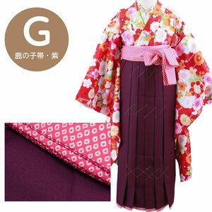 ■女の子用 袴■ JAPAN STYLE ブランド 7才用 袴 紐下約68cm jk-33 (G鹿の子・紫)【卒業式 入学式 1/2成人式】