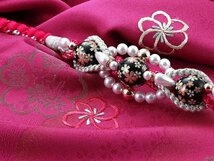 ◆振袖用◆正絹 帯揚げ・帯締め 2点セット 刺繍入り 桜柄 ピンク系 h-461-Ｆ 【結婚式 成人式】_画像2