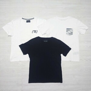 NUMBER (N)INE DENIM ナンバーナイン デニム メンズ 半袖 カットソー Tシャツ コットン ブラック ホワイト 音符 ロゴ セット tp-24x411
