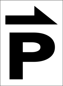 小型看板「Ｐ（右・黒字）」【駐車場】屋外可